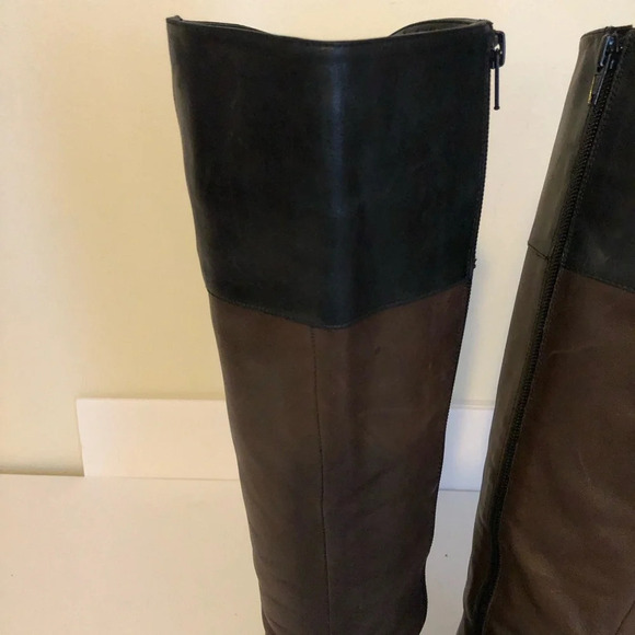 Lauren Ralph Lauren 7B Two Tone Brown and Black Leather Riding Boots Womens - Picture 4 of 14
